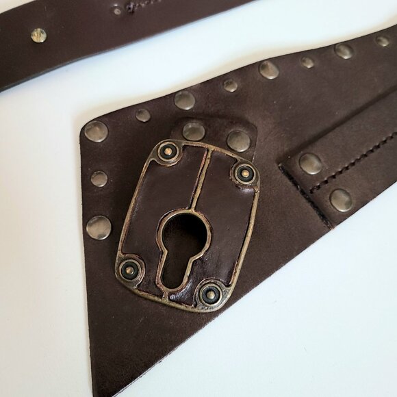 Genuine leather brown belt. Made in France, - Picture 4 of 11